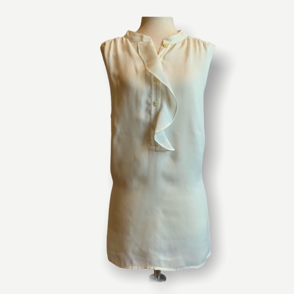 Banana Republic Tops - BANANA REPUBLIC Sz 14 Ivory Sleeveless Top Ruffles